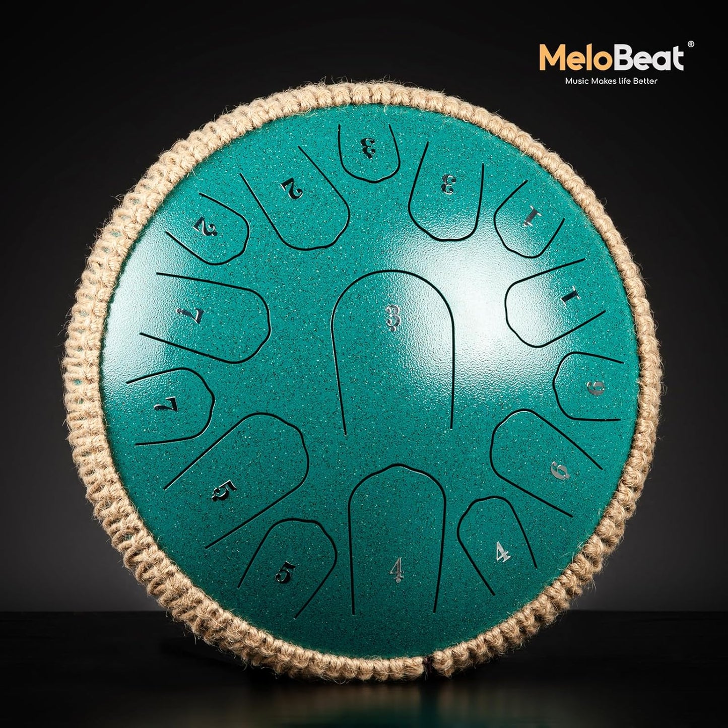 13" Professional Steel Tongue Drum – 15 Note | D Major | Sound Healing Instrument | Malachite Green