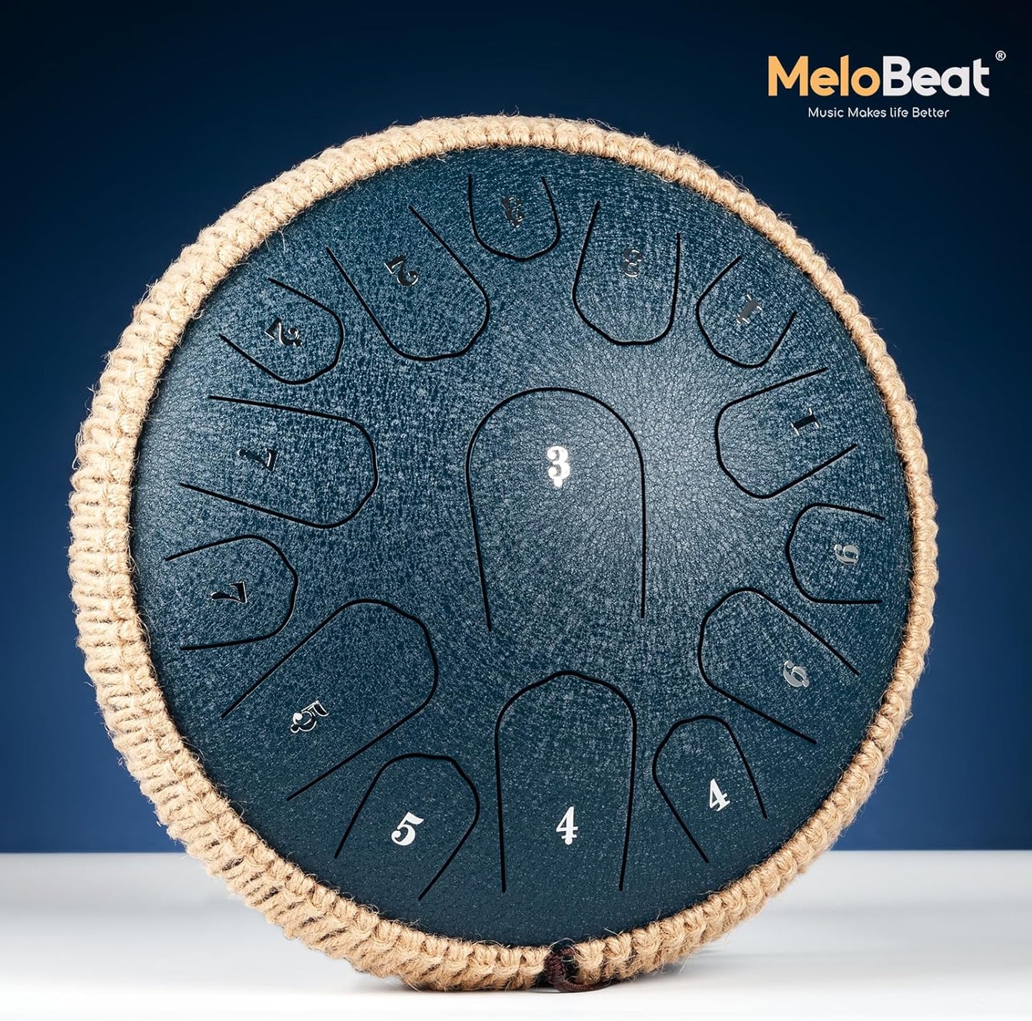 13" Steel Tongue Drum – Navy Blue | 15 Note D Major | Meditation & Sound Healing