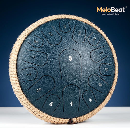 13" Steel Tongue Drum – Navy Blue | 15 Note D Major | Meditation & Sound Healing