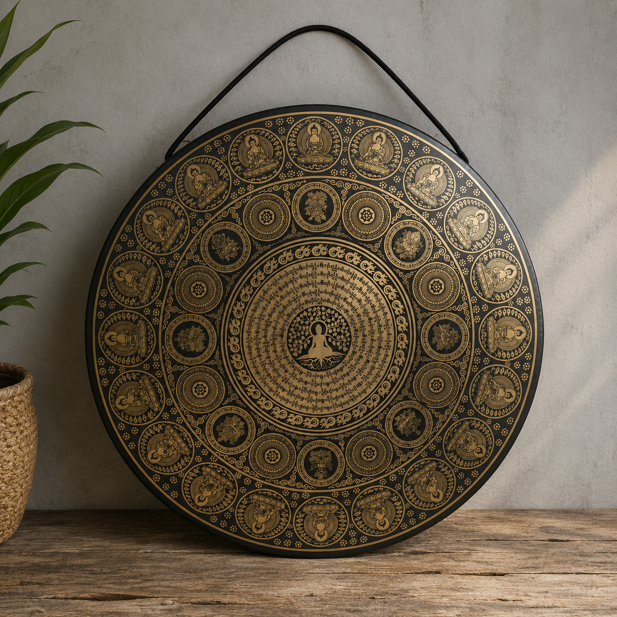 60cm Handcrafted Buddha Mandala Gong – Meditation & Sound Healing Gong