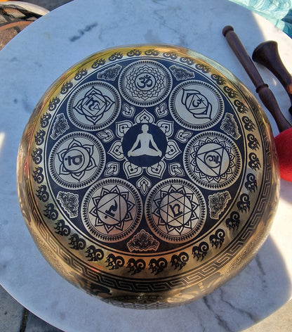 Bottom design of chakra Tibetan singing bowl 12 inch