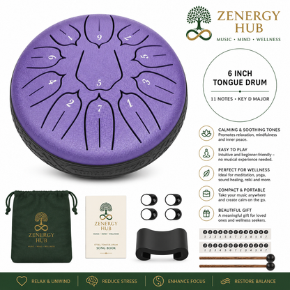 6" Steel Tongue Drum – Lavender - Meditation, Mindfulness & Sound Healing Instrument