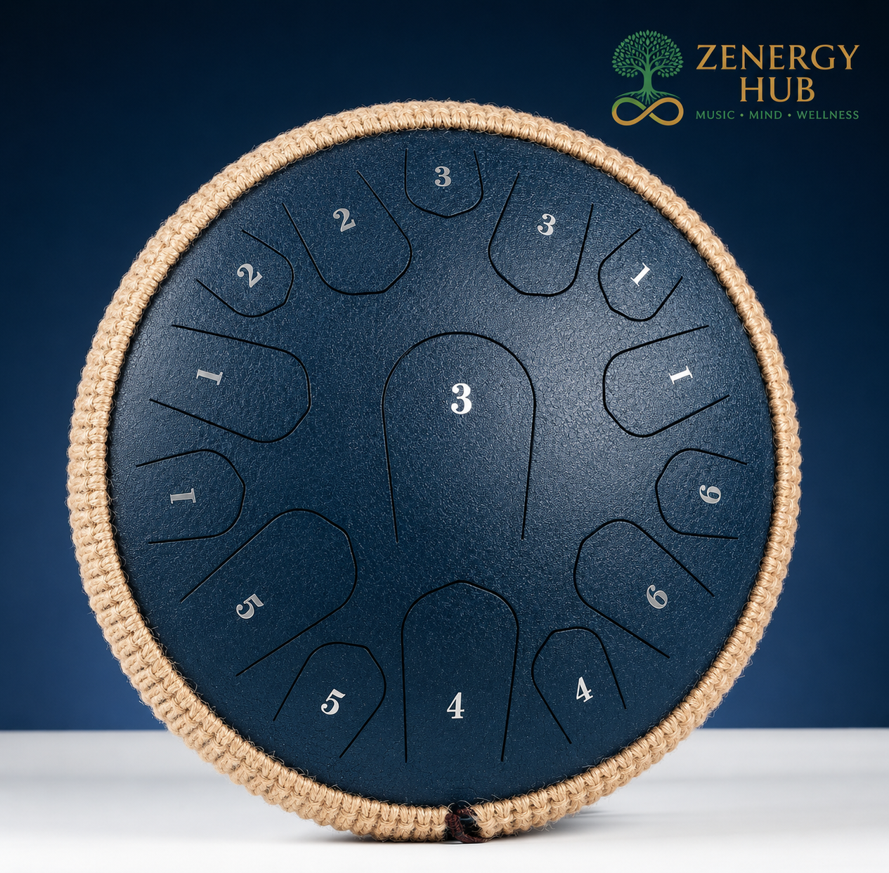 13" Steel Tongue Drum – Navy Blue | 15 Note D Major | Meditation & Sound Healing