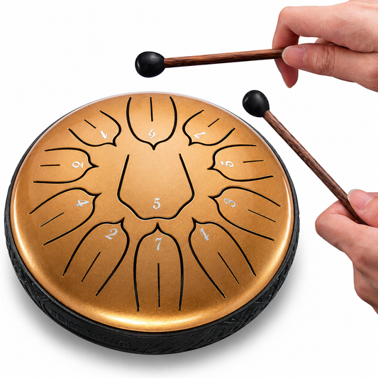 6" Steel Tongue Drum – Gold - Meditation, Mindfulness & Sound Healing Instrument