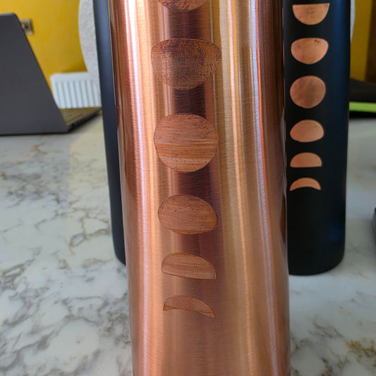 Pure Copper Moon Phase Water Bottle – Natural Copper – 650ml