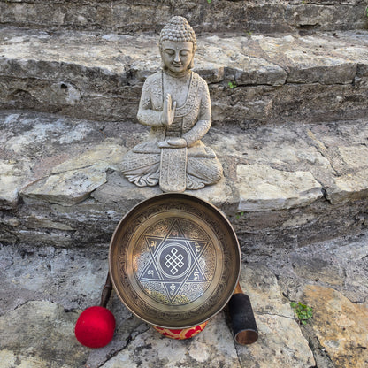 9” Tibetan Singing Bowl – Sacred Geometry & Om