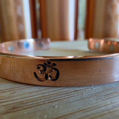 Pure Copper Magnetic Om Bracelet – Adjustable Handcrafted Copper Cuff