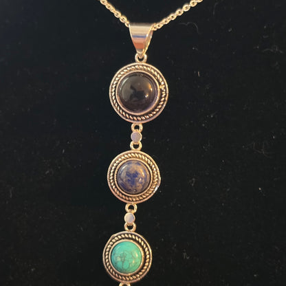 7 Chakra Crystal Drop Necklace – Silver Colour