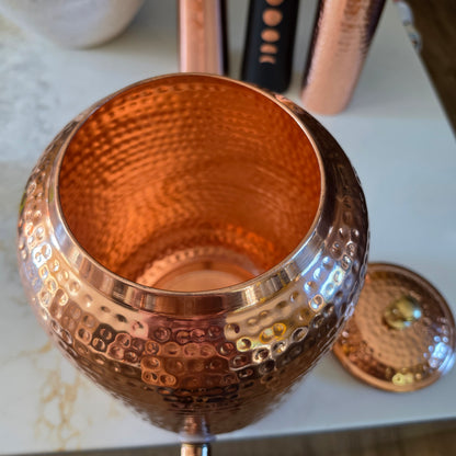 8 Litre Hammered Pure Copper Water Dispenser with Tap & Lid – Handmade in India