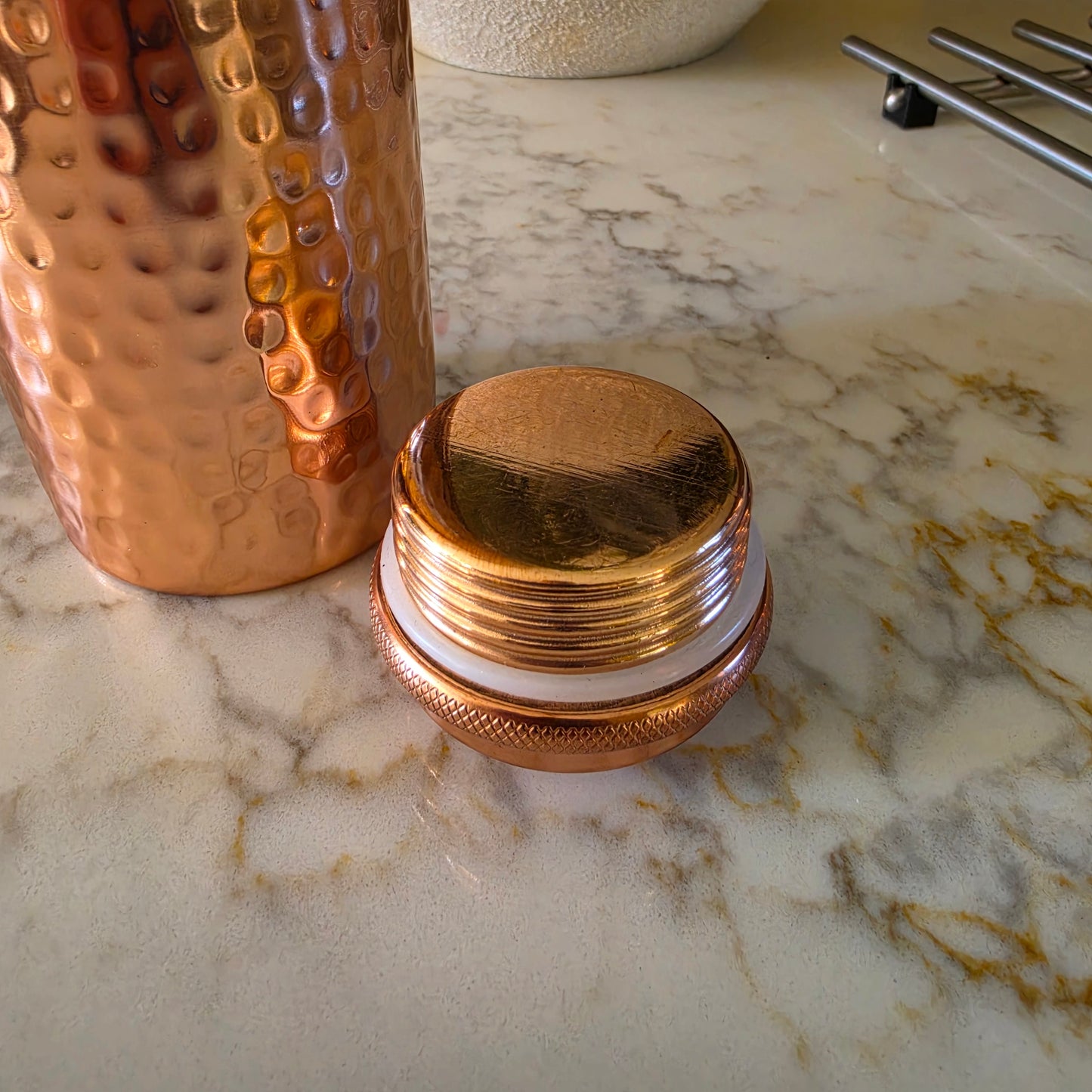 900ml Hammered Pure Copper Water Bottle – Handmade in India