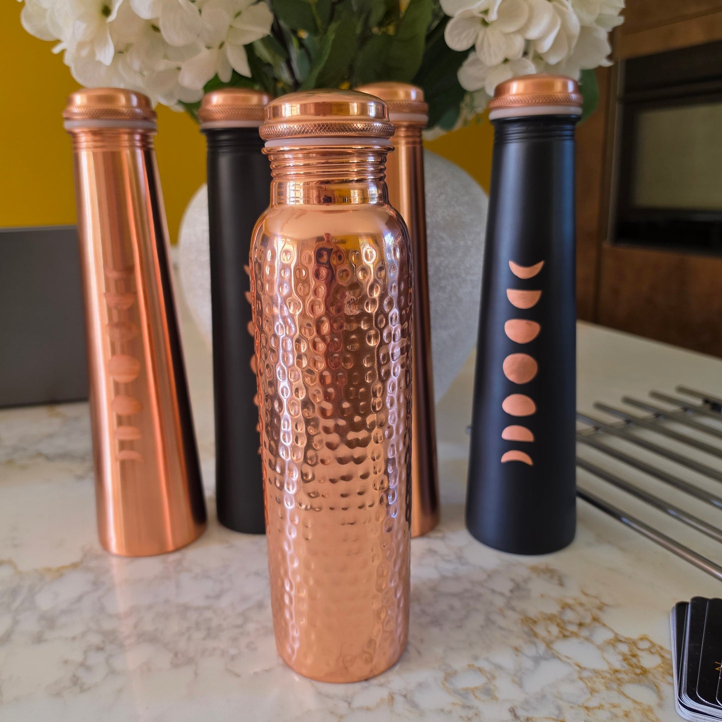 900ml Hammered Pure Copper Water Bottle – Handmade in India