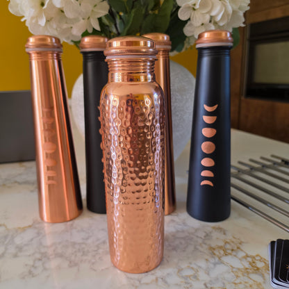 900ml Hammered Pure Copper Water Bottle – Handmade in India