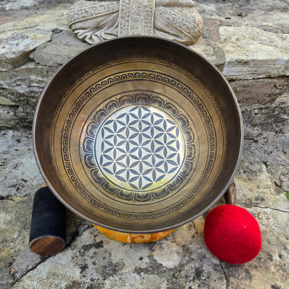 10" Flower of Life Tibetan Singing Bowl - Handcrafted in Nepal