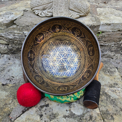 9" Flower of Life Tibetan Singing Bowl – Handcrafted in Nepal