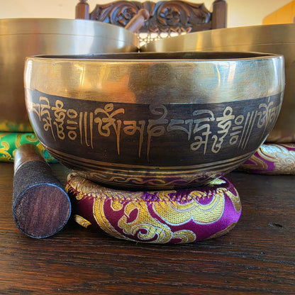 6" Om Mani Padme Hum Tibetan Singing Bowl – Buddha Eyes Design | Handcrafted in Nepal