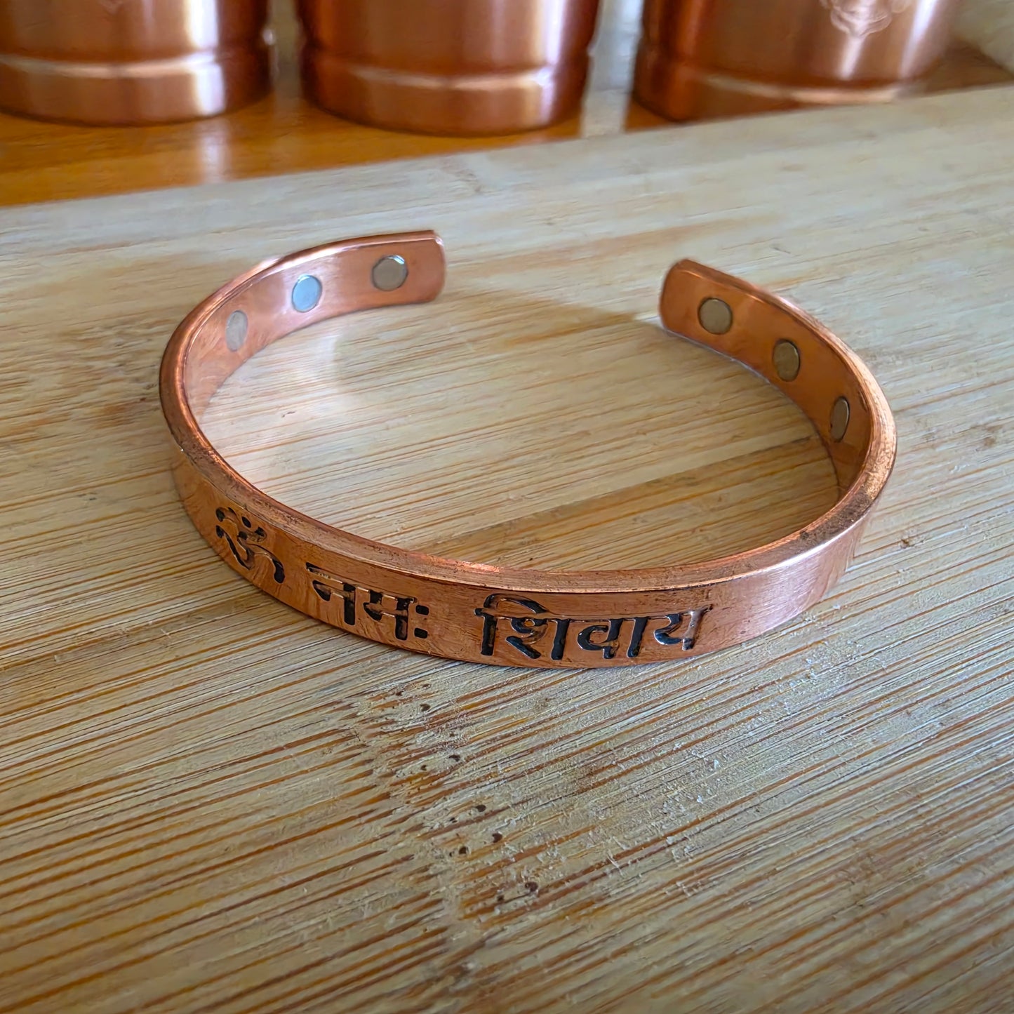 Pure Copper Magnetic Om Namah Shivaya Bracelet – Adjustable Handcrafted Copper Cuff