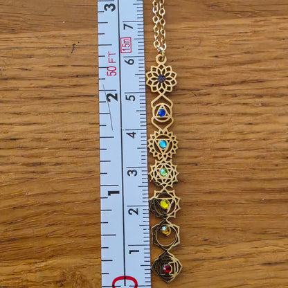 7 Chakra Cubic Zirconia Necklace – Gold Coloured Spiritual Pendant