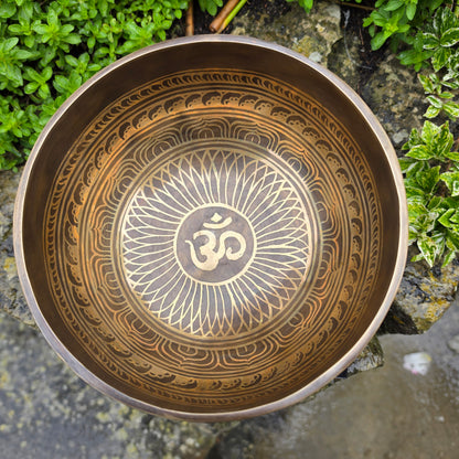 7" Om & Flower of Life Tibetan Singing Bowl – 1.07kg