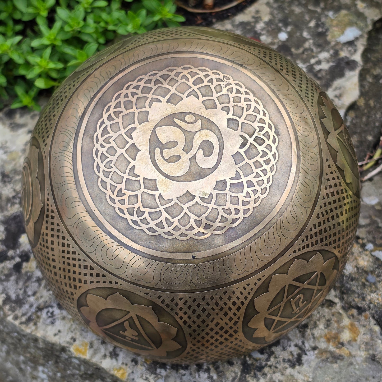 7" Hand-Carved Om & Chakra Tibetan Singing Bowl