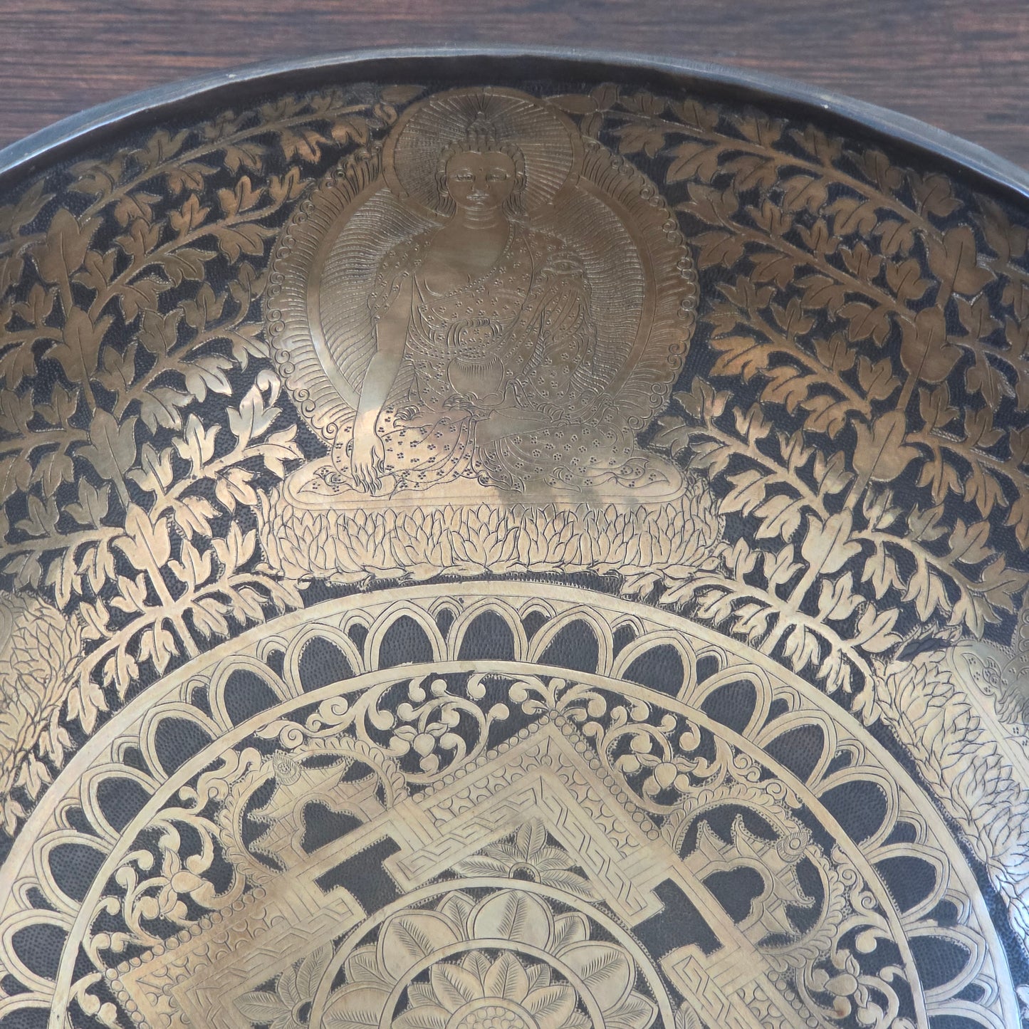 10" Hand-Carved Tibetan Singing Bowl – Mandala Engraving (Premium Artisan Piece)