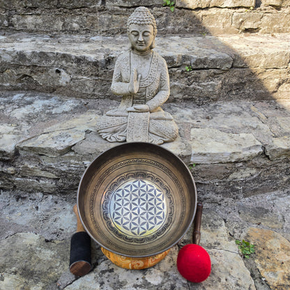 10" Flower of Life Tibetan Singing Bowl - Handcrafted in Nepal