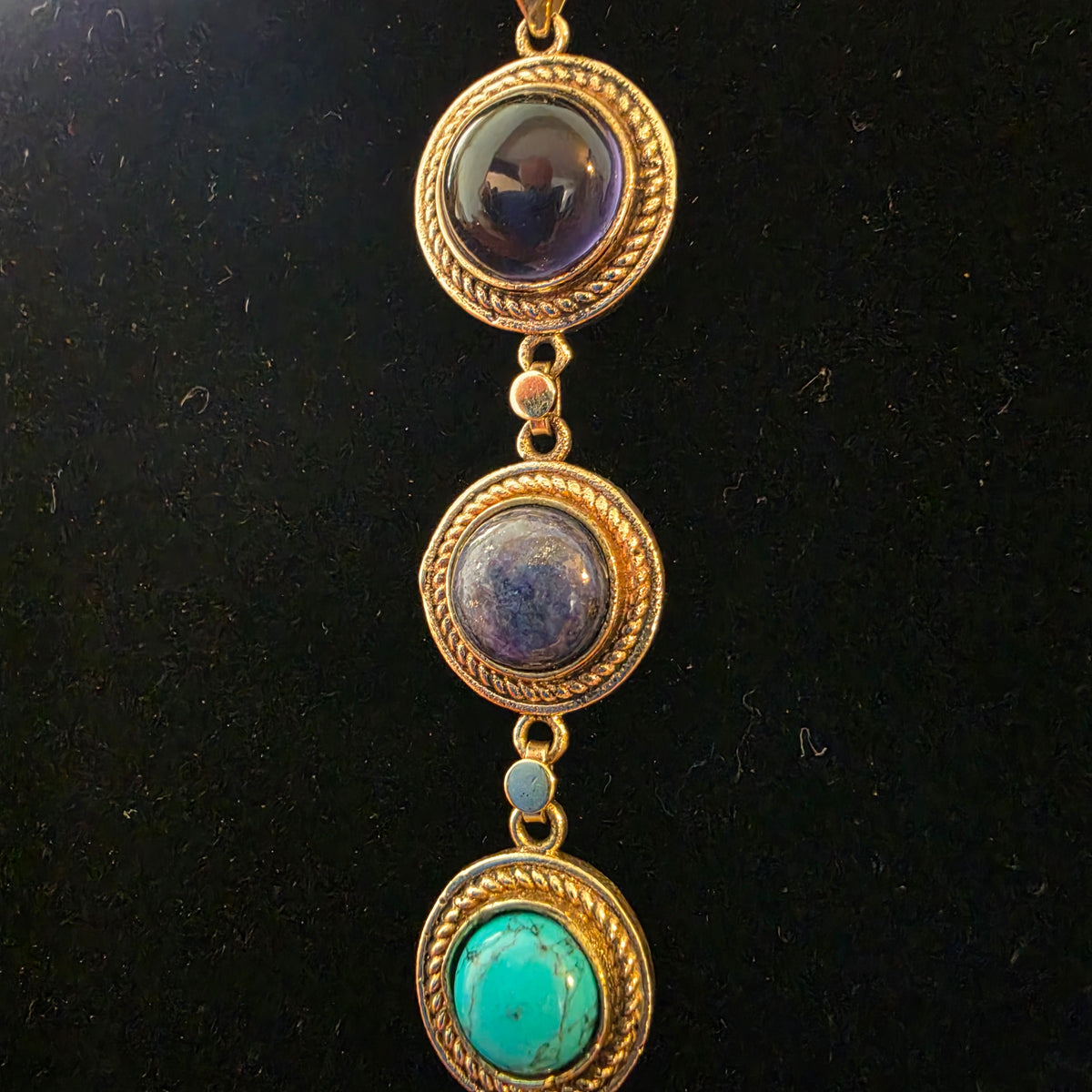 7 Chakra Crystal Drop Necklace – Gold Colour