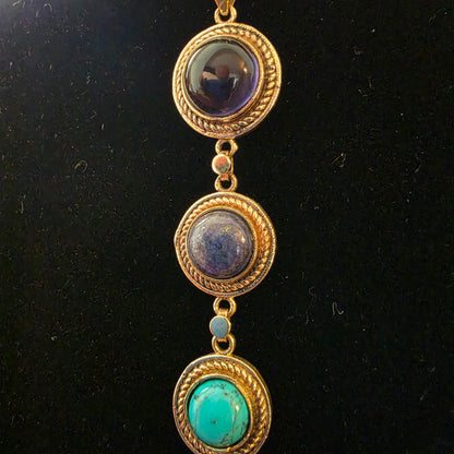 7 Chakra Crystal Drop Necklace – Gold Colour
