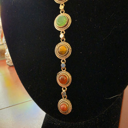 7 Chakra Crystal Drop Necklace – Gold Colour