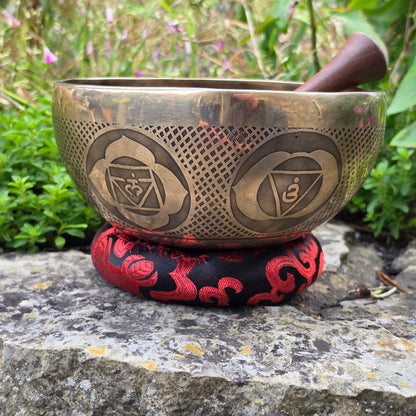 7" Hand-Carved Om & Chakra Tibetan Singing Bowl