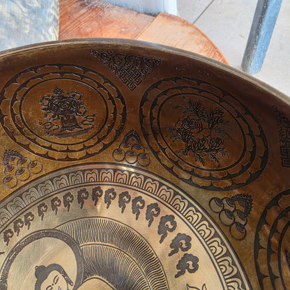 9" Buddha & Eight Auspicious Symbols Tibetan Singing Bowl – 1.28kg
