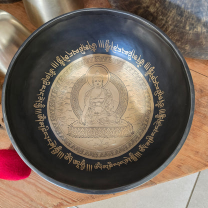 9" Black Buddha Tibetan Singing Bowl – 1.51kg
