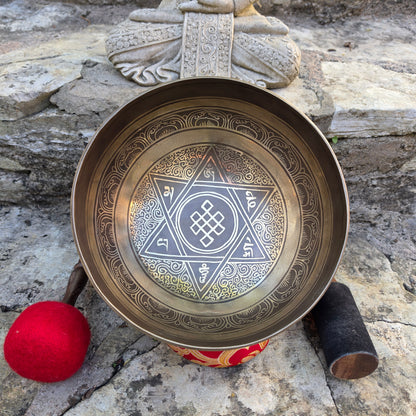 9” Tibetan Singing Bowl – Sacred Geometry & Om