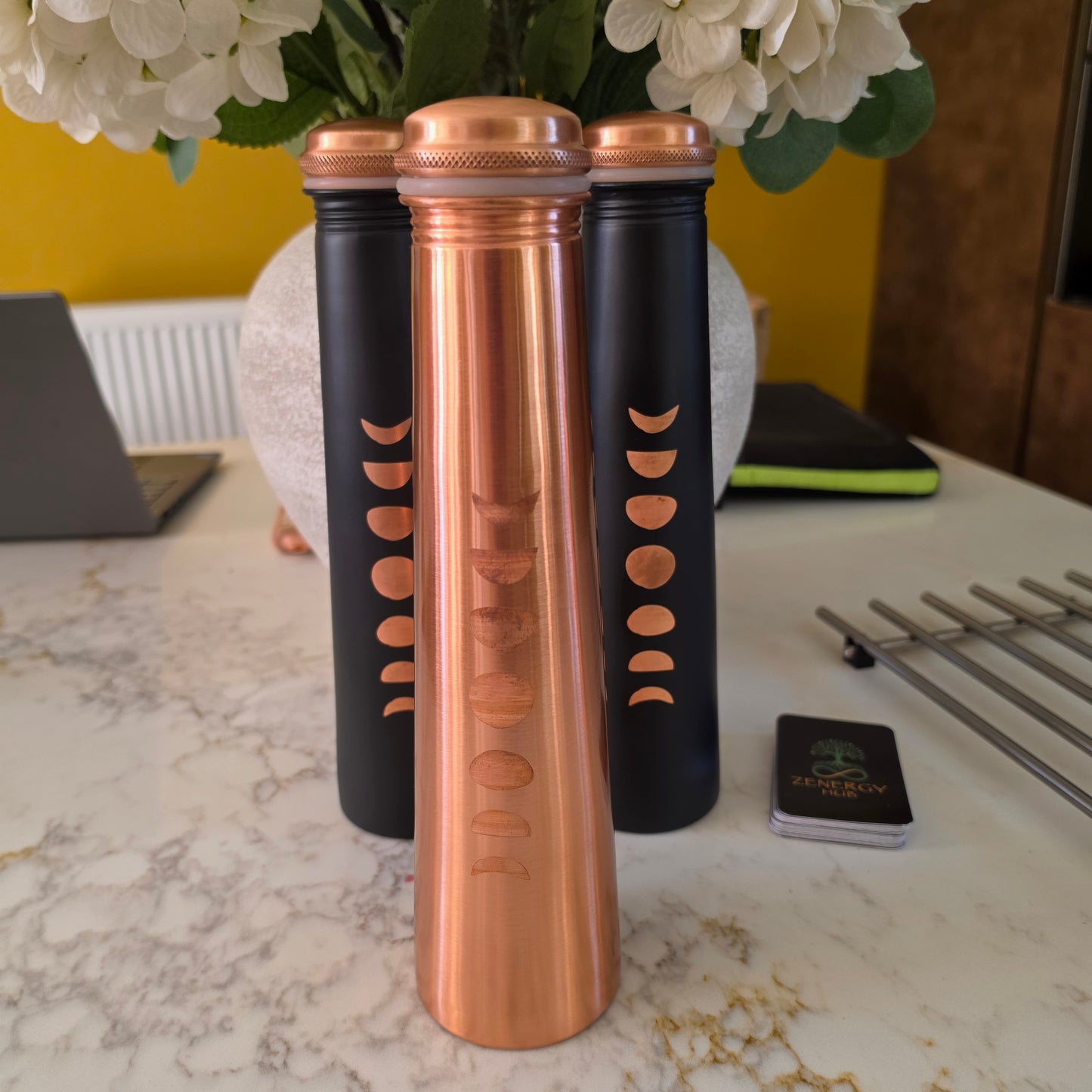Pure Copper Moon Phase Water Bottle – Natural Copper – 650ml