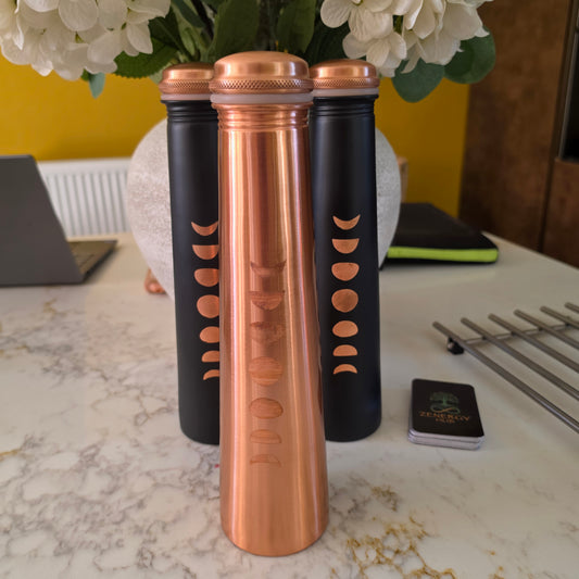 Pure Copper Moon Phase Water Bottle – Natural Copper – 650ml