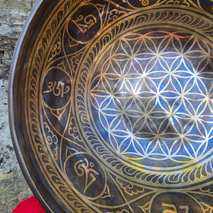 9" Flower of Life Tibetan Singing Bowl – Handcrafted in Nepal
