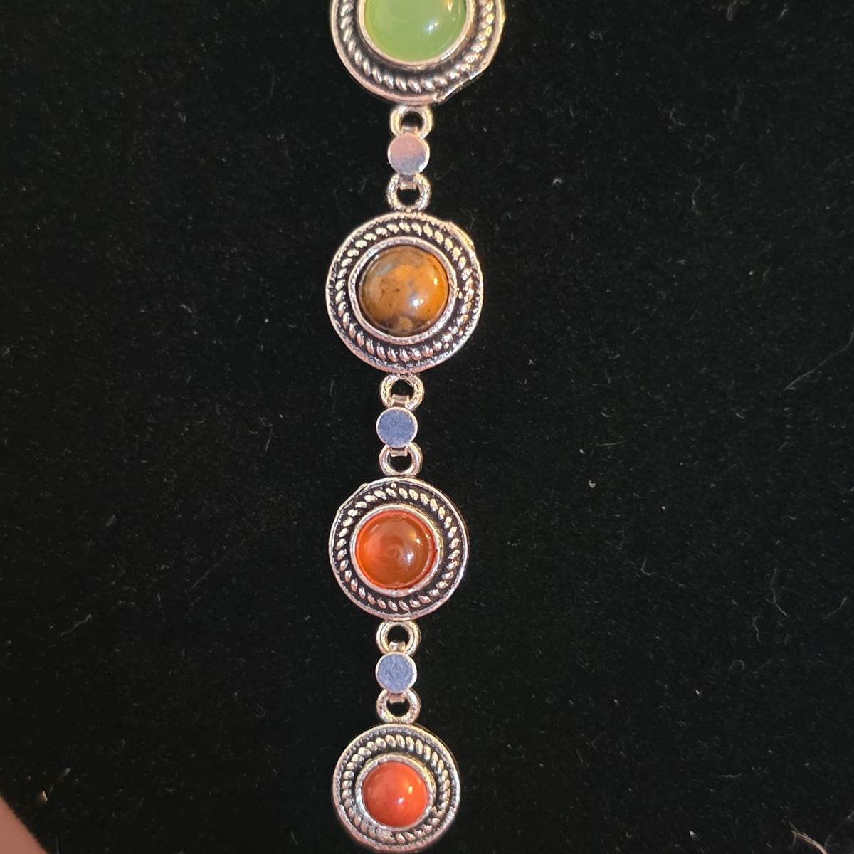 7 Chakra Crystal Drop Necklace – Silver Colour