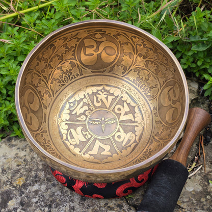 7" Hand-Carved Om & Chakra Tibetan Singing Bowl