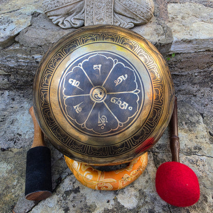 10" Flower of Life Tibetan Singing Bowl - Handcrafted in Nepal
