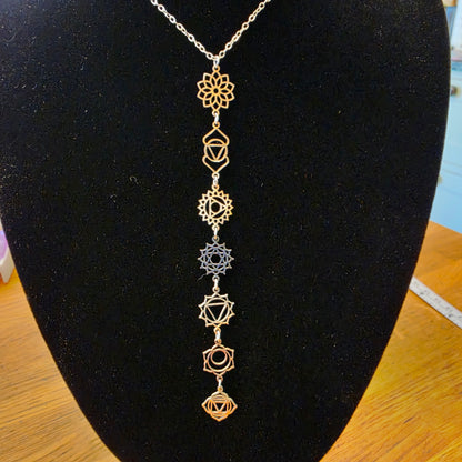 7 Chakra Symbol Necklace – Silver Coloured