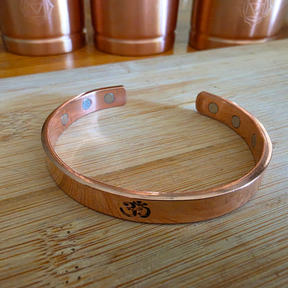 Pure Copper Magnetic Om Bracelet – Adjustable Handcrafted Copper Cuff