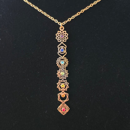 7 Chakra Cubic Zirconia Necklace – Gold Coloured Spiritual Pendant