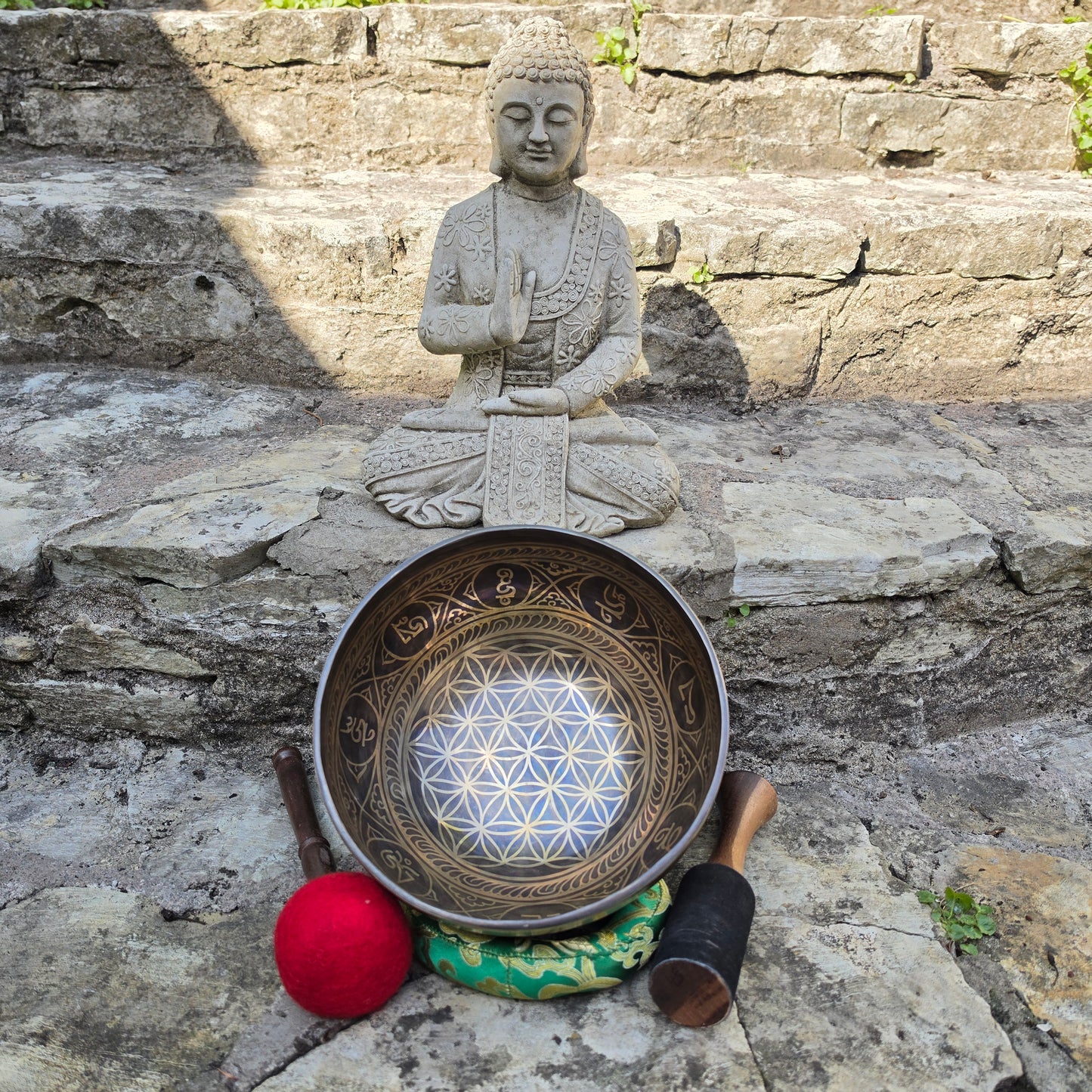 9" Flower of Life Tibetan Singing Bowl – Handcrafted in Nepal