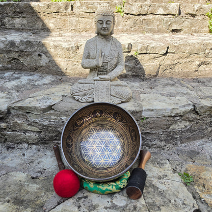 9" Flower of Life Tibetan Singing Bowl – Handcrafted in Nepal