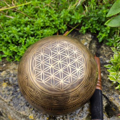 7" Om & Flower of Life Tibetan Singing Bowl – 1.07kg