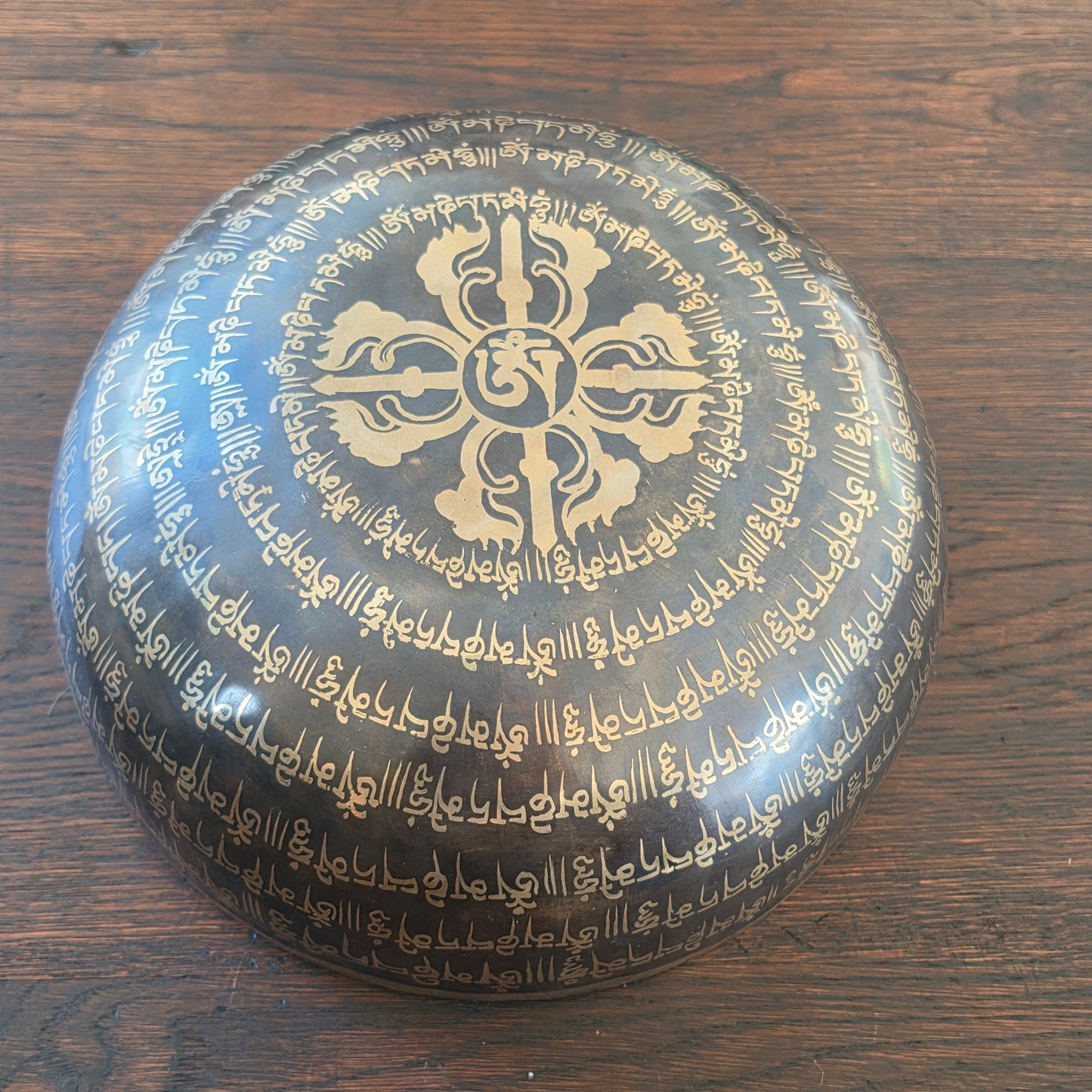 10" Hand-Carved Tibetan Singing Bowl – Mandala Engraving (Premium Artisan Piece)